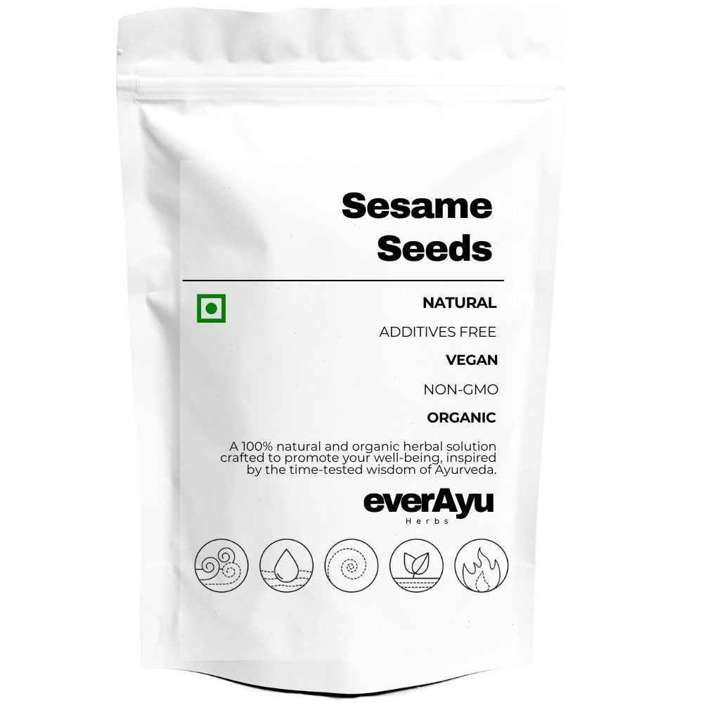 Sesame Seeds, also known as Til, are called तीळ in Marathi, तिल in Hindi, તલ in Gujarati, எள்ளு in Tamil, నువ్వులు in Telugu, ಎಳ್ಳು in Kannada, and തില in Malayalam. In English, they are called Sesame or Gingelly Seeds, and in Sanskrit, they are known as Tila. These seeds are used in Ayurveda for their nourishing and strengthening properties, supporting vitality, skin, and overall wellness.