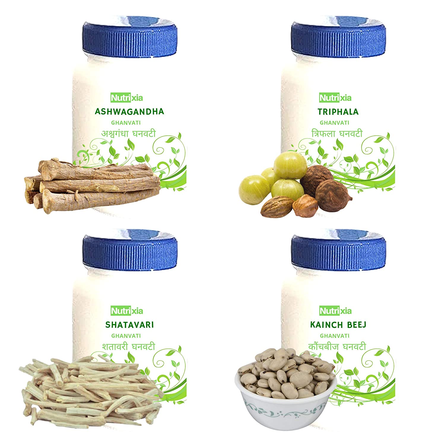 Ashwagandha,Shatavari,Triphala,Kaunch Beej Ghanvati Combo -Nutrixia Food