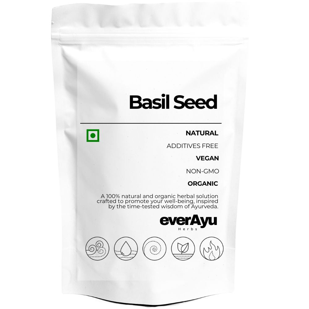 Basil Seeds (Tulsi Beej / Sabja Seeds) – Ayurvedic seeds for cooling, digestion, and hydration