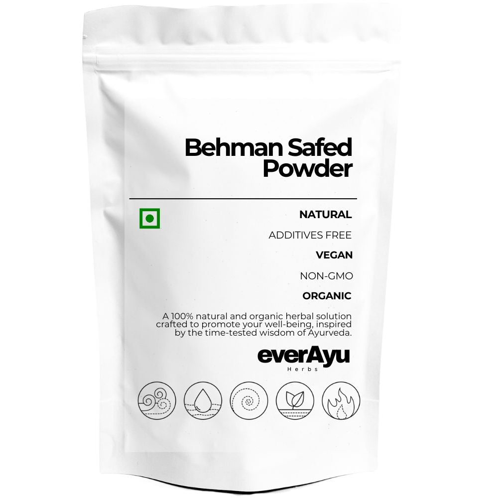 Behman Safed Powder (White Behen Churna) – Centaurea Behen Linn – Ayurvedic herb for stamina, vitality, and rejuvenation.