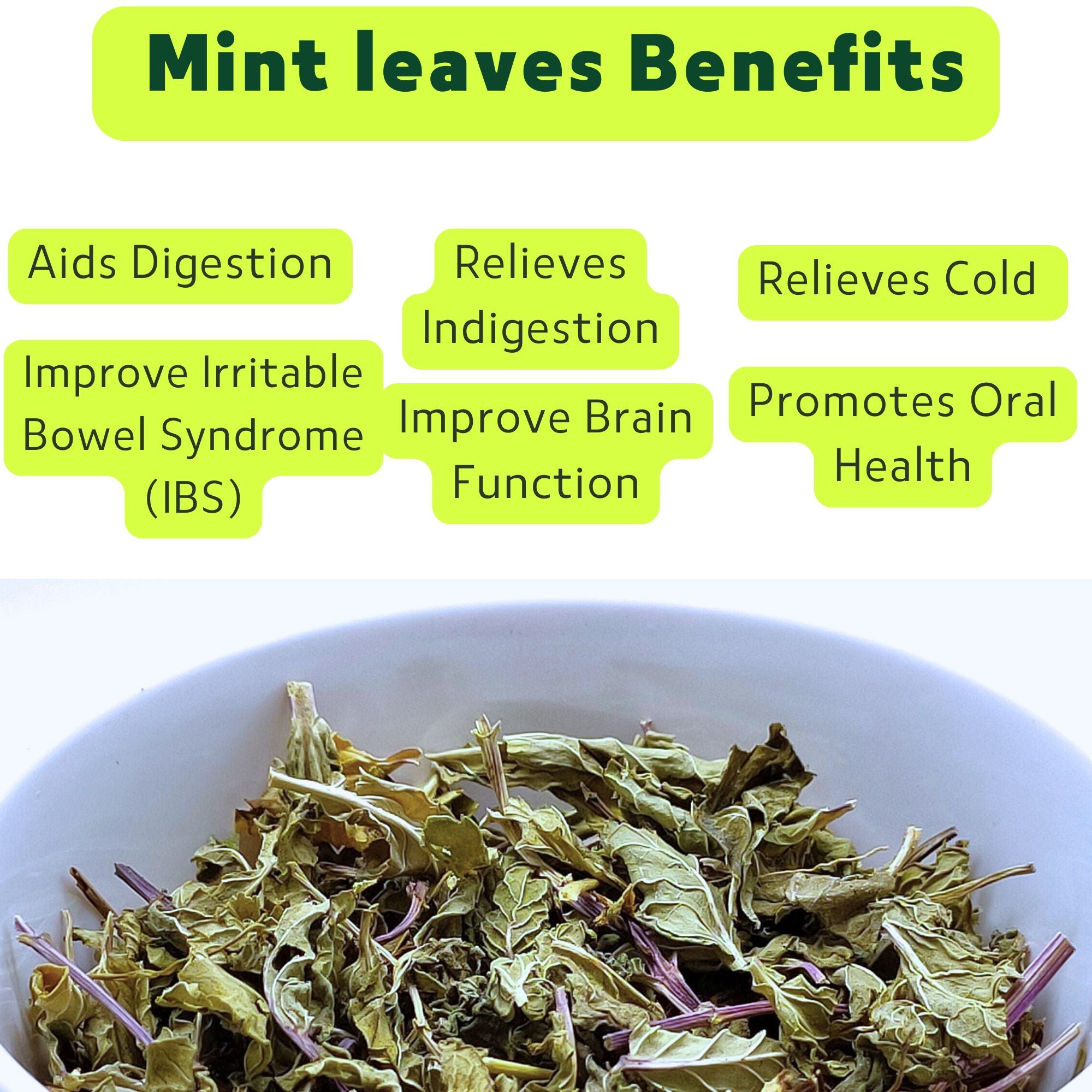 Other Names: Pudina, Mint Leaves, Mentha, Mentha Arvensis, Mentha Spicata, Spearmint, Peppermint