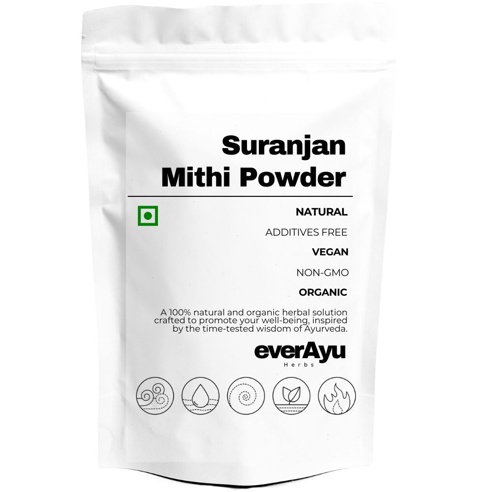 suranjan mithi powder, sweet colchicum, suranjaan sweet, colchicum luteum, ayurvedic herb, suranjan powder, herbal churna