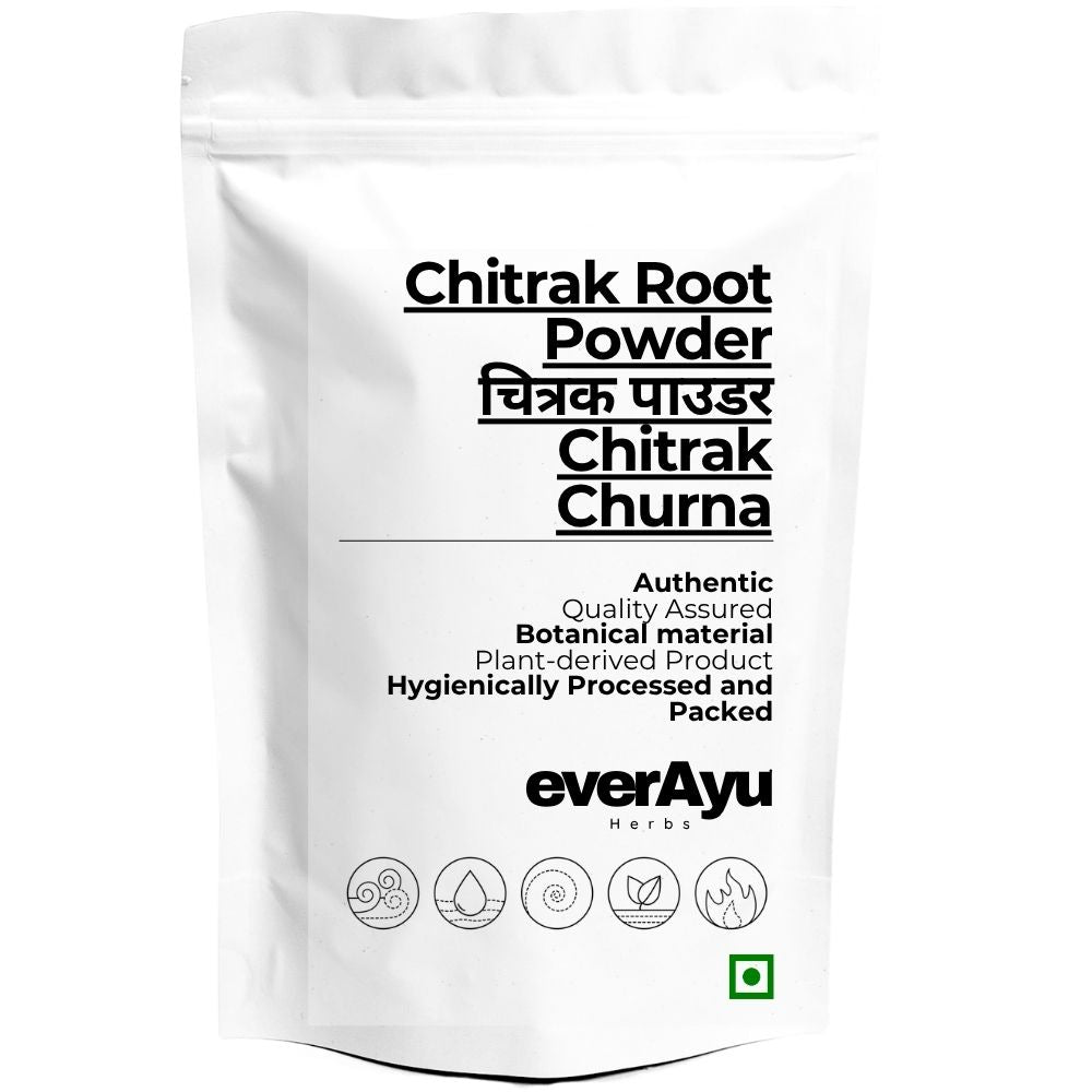 Chitrak Root Powder | चित्रक पाउडर | Chitrak Churna | Plumbago zeylanica Powder | White Leadwort Root Powder | Fine Ground Root Powder everAyu