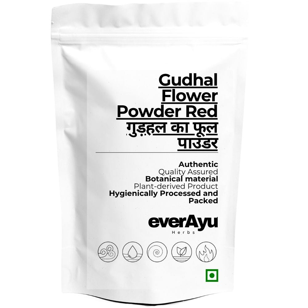 Gudhal Flower Powder Red | गुड़हल का फूल पाउडर | Jaswand Powder | Hibiscus rosa-sinensis Powder | Red Hibiscus Flower Powder | Fine Botanical Flower Powder everAyu