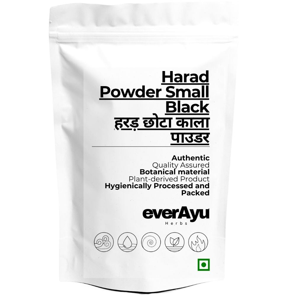 Harad Powder Small Black | हरड़ छोटा काला पाउडर | Harad Choti Kali Powder | Black Himej Powder | Terminalia chebula Powder | Fine Herbal Fruit Powder everAyu