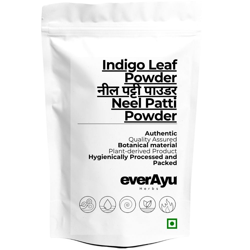Indigo Leaf Powder | नील पट्टी पाउडर | Neel Patti Powder | Indigofera tinctoria Powder | Natural Indigo Leaf Powder | Fine Botanical Leaf Powder everAyu