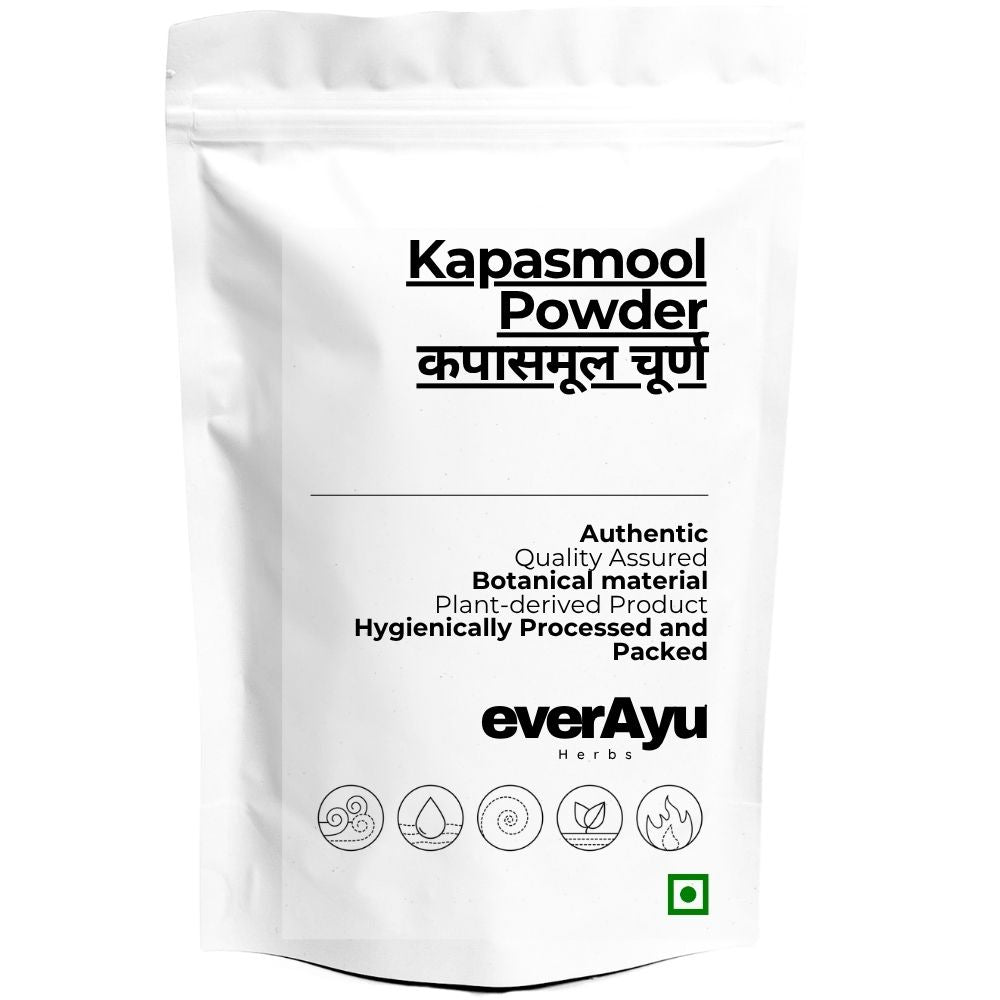 Kapasmool Powder | कपासमूल चूर्ण | Levant Cotton Root Powder | Gossypium herbaceum Root Powder | Kapas Root Powder | Fine Botanical Root Powder everAyu