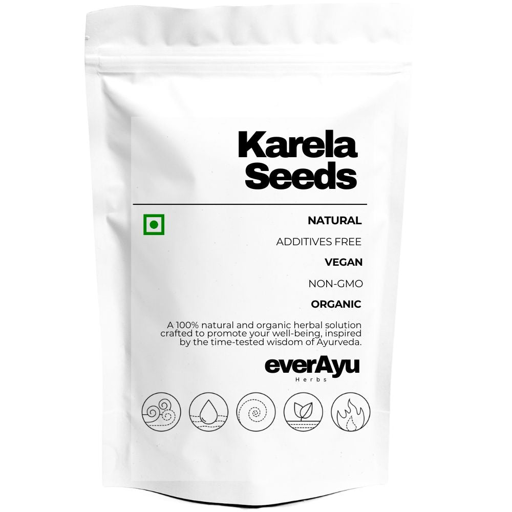 Pure Karela Seeds (Momordica charantia) – Natural Ayurvedic herb used traditionally for detox, cleansing, and balance.