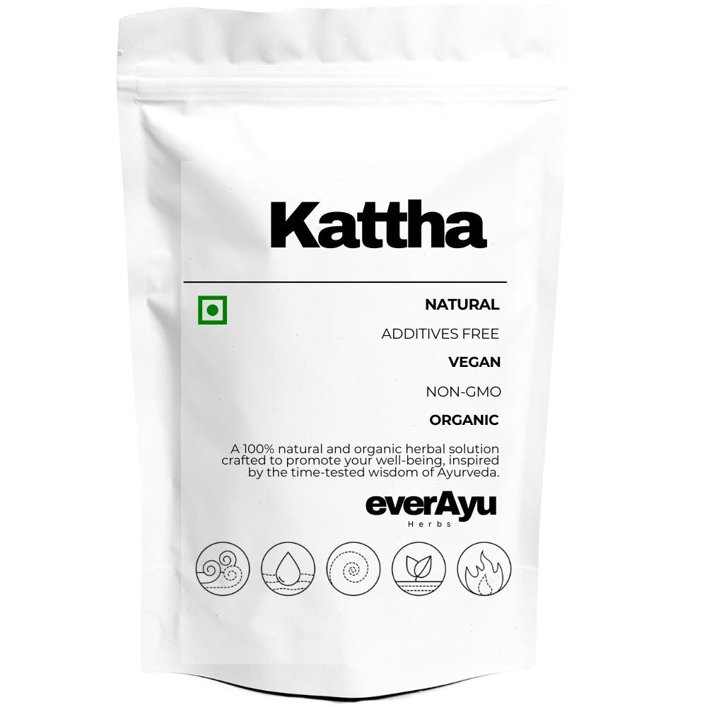 Pure Kattha (Acacia catechu) – Natural catechu wood extract used traditionally in Ayurveda, oral care, and natural coloring.