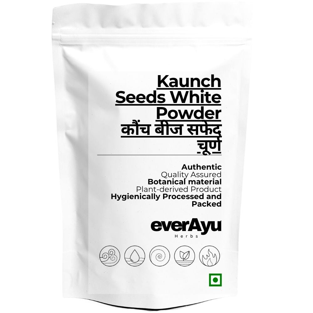 Kaunch Seeds White Powder | कौंच बीज सफेद चूर्ण | Kauch Beej Safed Powder | Mucuna pruriens Seed Powder | White Kaunch Powder | Konch Beej Powder | Fine Botanical Seed Powder everAyu