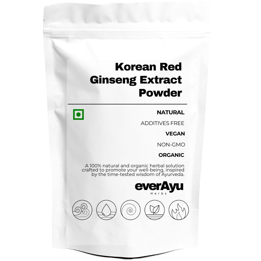 Pure Korean Red Ginseng Extract Powder (Panax ginseng) – a natural adaptogenic herb traditionally used for energy, balance, and vitality.