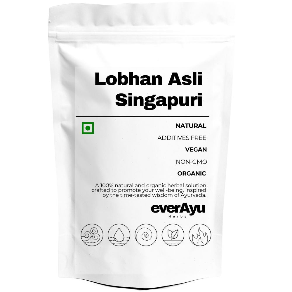 Pure Lobhan Asli Singapuri (Gum Benzoin Resin) – a traditional aromatic resin used in Ayurveda and rituals for purification, peace, and positivity.