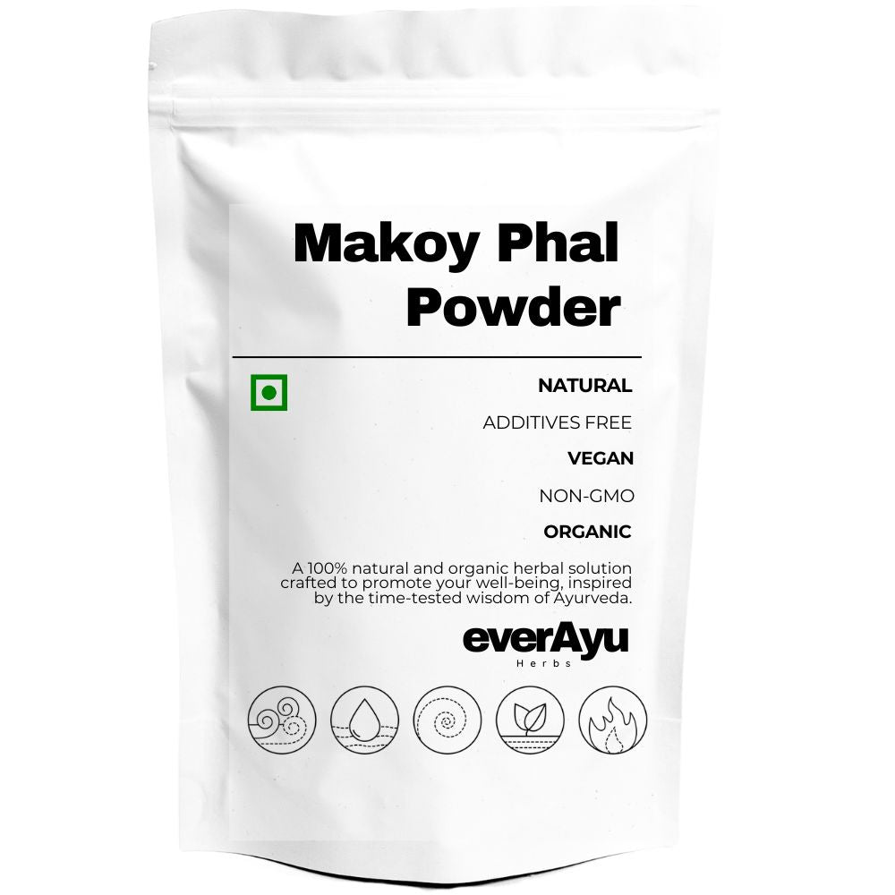 makoy phal powder, makoi powder, solanum nigrum, black nightshade, kakamachi powder, ayurvedic makoy, herbal detox, natural cleansing powder