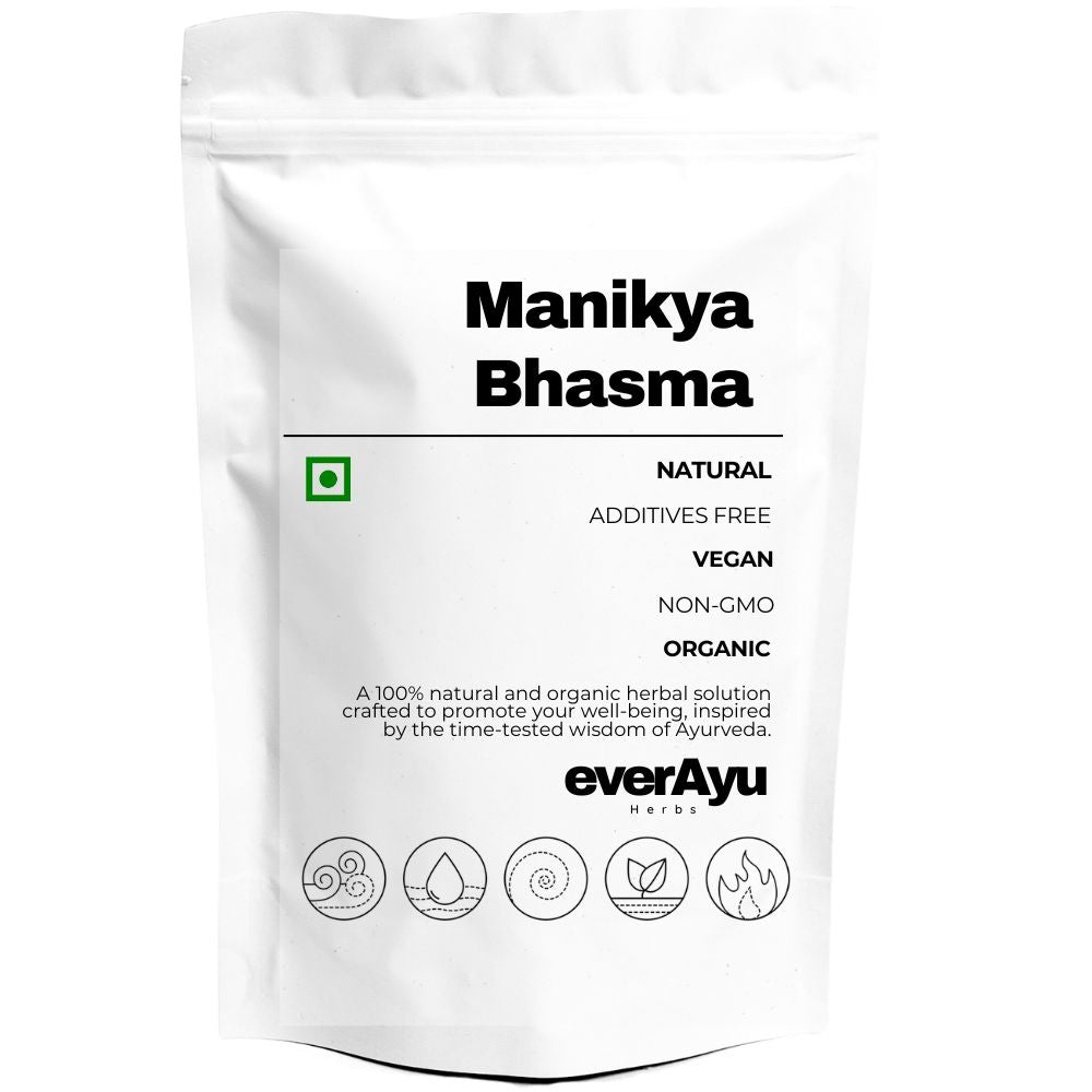 manikya bhasma, ruby bhasma, manikya rasayan, ayurvedic mineral bhasma, manikya churna, maanikya ash, rasashastra bhasma