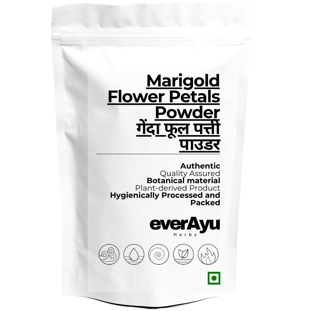 Marigold Flower Petals Powder | गेंदा फूल पत्ती पाउडर | Genda Phool Patti Powder | Tagetes tenuifolia Powder | Zendu Flower Powder | Dried Marigold Petal Powder | Fine Botanical Flower Powder everAyu