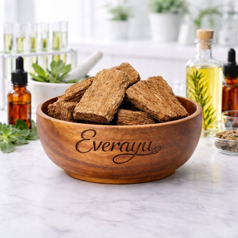 Everayu herbal product packaging made with carefully sourced herbs, clean labeling and natural ingredient presentation