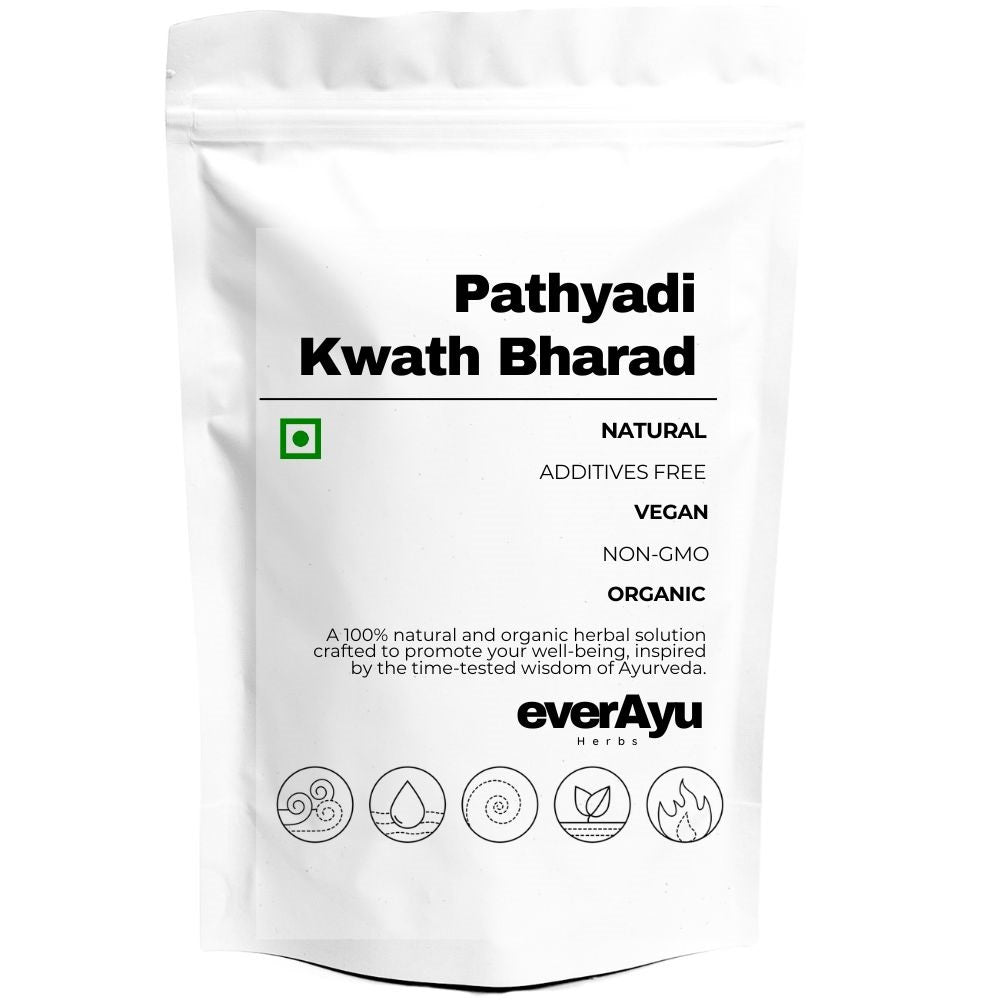 Pure Pathyadi Kwath Bharad RAW – traditional Ayurvedic herbal blend for detox, balance, and vitality.
