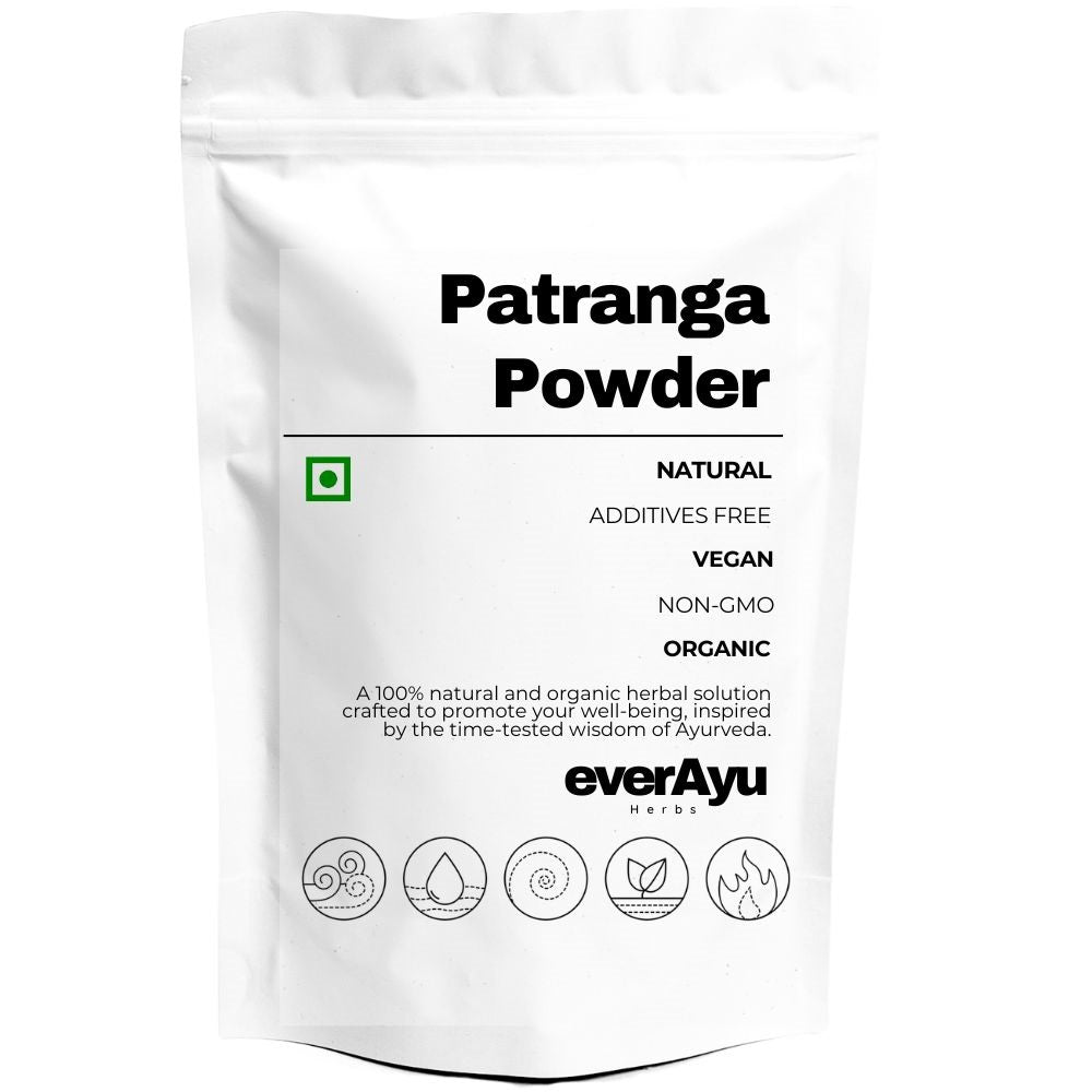 Patranga Powder (Caesalpinia sappan) – Ayurvedic herbal powder from Patang Wood, used for natural balance, glow, and wellness.