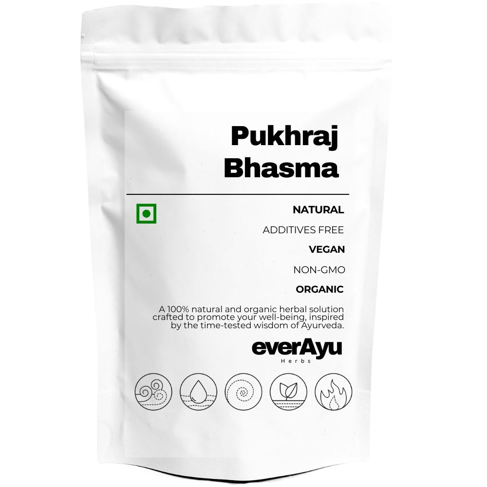 Pukhraj Bhasma, also known as Yellow Sapphire Bhasma or Pushparaga Bhasma, is a classical Ayurvedic mineral preparation. Known in regional languages as पुखराज भस्म (Hindi), પોખરાજ ભસ્મ (Gujarati), புக்கராஜ் பஸ்மம் (Tamil), and পুখরাজ ভস্ম (Bengali). In Ayurveda, Pukhraj symbolizes strength, purity, and rejuvenation. Internationally known as Yellow Sapphire Calx or Ayurvedic Gem Bhasma.