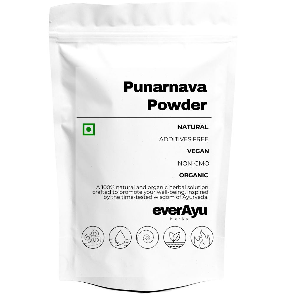 Punarnava Powder, also known as पुनर्नवा पाउडर (Hindi), Sathi Jadd (common name), Tarvine, and Boerhavia diffusa, is a traditional Ayurvedic herb used for rejuvenation and vitality. Regional names include Bhui Aavli (Gujarati), Mushukkarai (Tamil), Komme Balli (Kannada), Punarnava (Malayalam), and Atikamamidi (Telugu). In English, it is called Spreading Hogweed or Tarvine.
