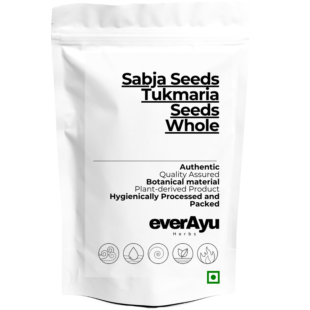 Sabja Seeds Whole | Tukmaria Seeds | Falooda Seeds | Sweet Basil Seeds | Ocimum Basilicum Seeds | Premium Edible Seeds | Natural Beverage Ingredient everAyu