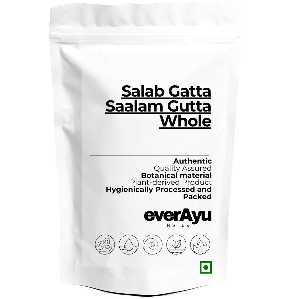 Salab Gatta Whole | सालम गट्टा | Saalam Gutta | Orchid Root | Orchis Laxiflora Root | Whole Dried Botanical Root Material | Premium Herbal Raw Material everAyu
