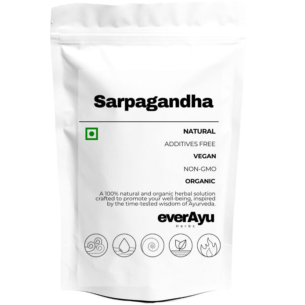 Sarpagandha, also known as Rauwolfia serpentina, is a traditional Ayurvedic root used for promoting balance and calmness. Regional names include सरपगंधा (Hindi), સરપગંધા (Gujarati), சார்பகந்தா (Tamil), సర్పగంధ (Telugu), and Sarpagandhi (Malayalam). In English, it is called Indian Snakeroot or Black Snakeroot. Known in Ayurveda as Chota Chand, it’s valued for supporting relaxation and wellness.