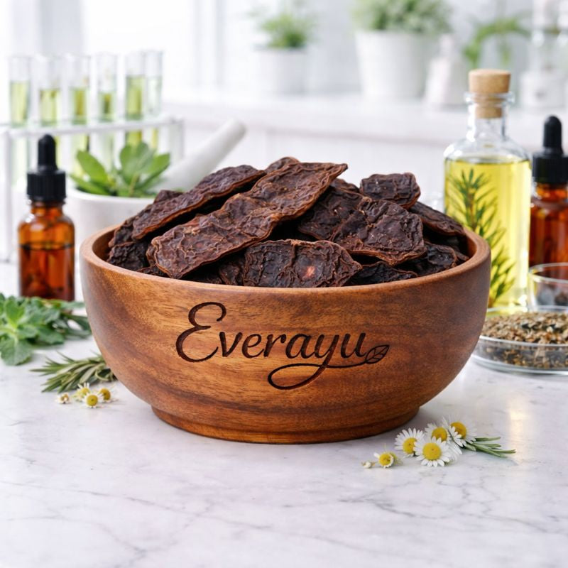 Everayu herbal product packaging made with carefully sourced herbs, clean labeling and natural ingredient presentation