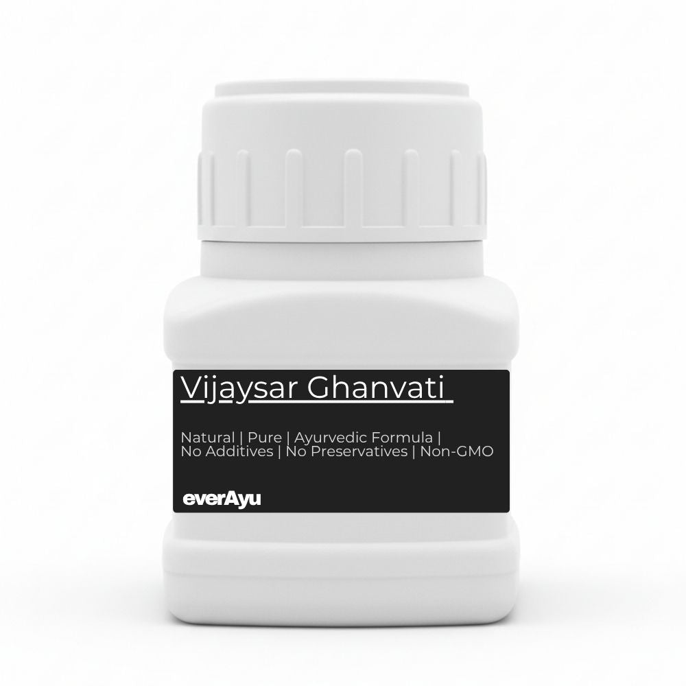 Vijaysar Ghanvati, Indian Kino Tablets, Pterocarpus marsupium, Bijaka Tablets, Bijasar Extract, Ayurvedic Herbal Supplement, Vijayasara Tablets