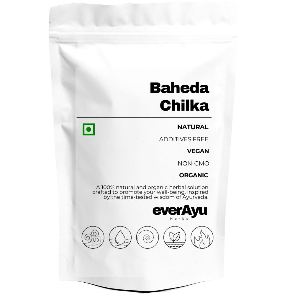 Baheda Chilka (Bibhitaki / Terminalia belerica) – 100% pure dried Ayurvedic fruit rind used in traditional Triphala blends for rejuvenation and cleansing.