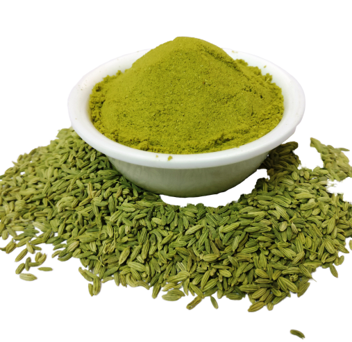 Saunf Powder, also known as Fennel Seed Powder, Variyali, or Badishep, is made from Foeniculum vulgare. In Hindi it’s called सौंफ, in Marathi बडीशेप, in Tamil பெருஞ்சீரகம், in Telugu సోంపు, in Malayalam പെരുംജീരകം, in Gujarati વરીયાળી, and in Bengali মৌরি. In English, it is called Fennel or Sweet Fennel. This herb is known for its aromatic, digestive, and cooling properties and is used widely in Ayurveda and cooking.